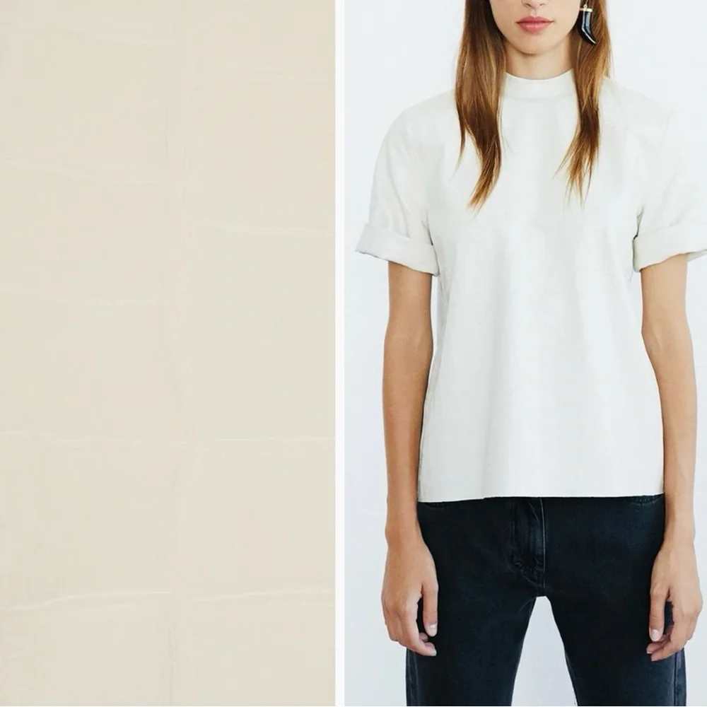 NANUSHKA Kaden Vegan Leather Tee Cream Short Sleeve Top